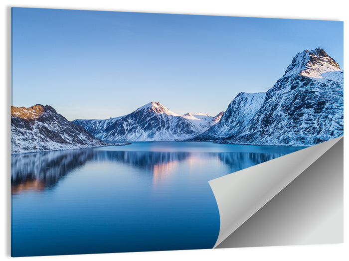 Snowy Lofoten Reflection Wall Art as a poster print