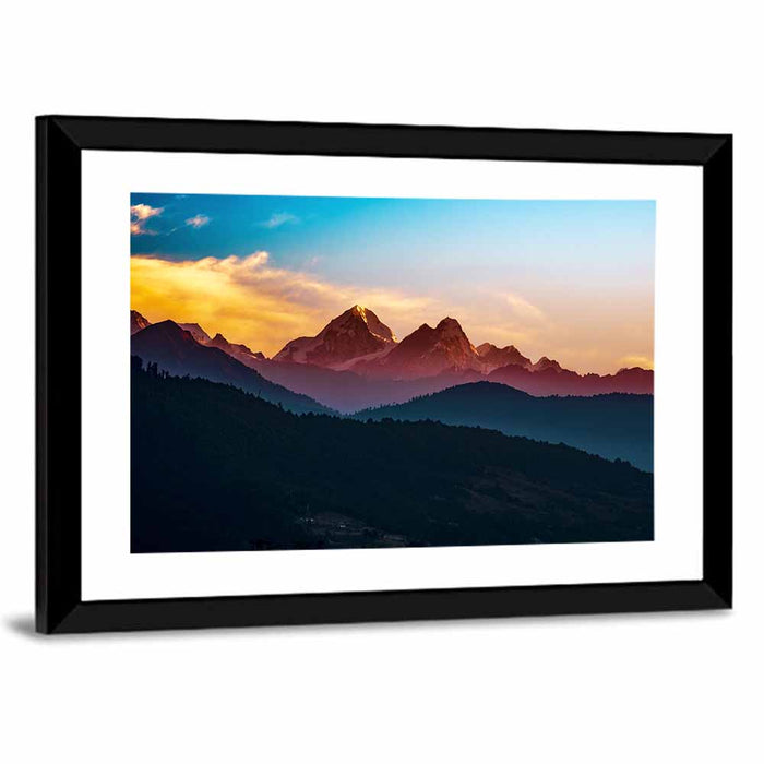 Helambu Mountain Range at Sunrise Wall Art as a framed print