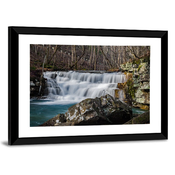 Fenwick Mines Mossy Rock Waterfall Wall Art as a framed print