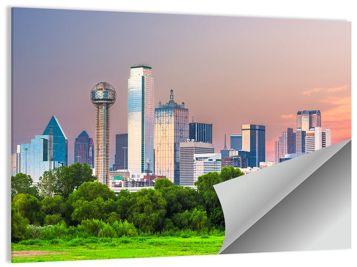 Dallas Golden Hour Skyline Wall Art as a poster print