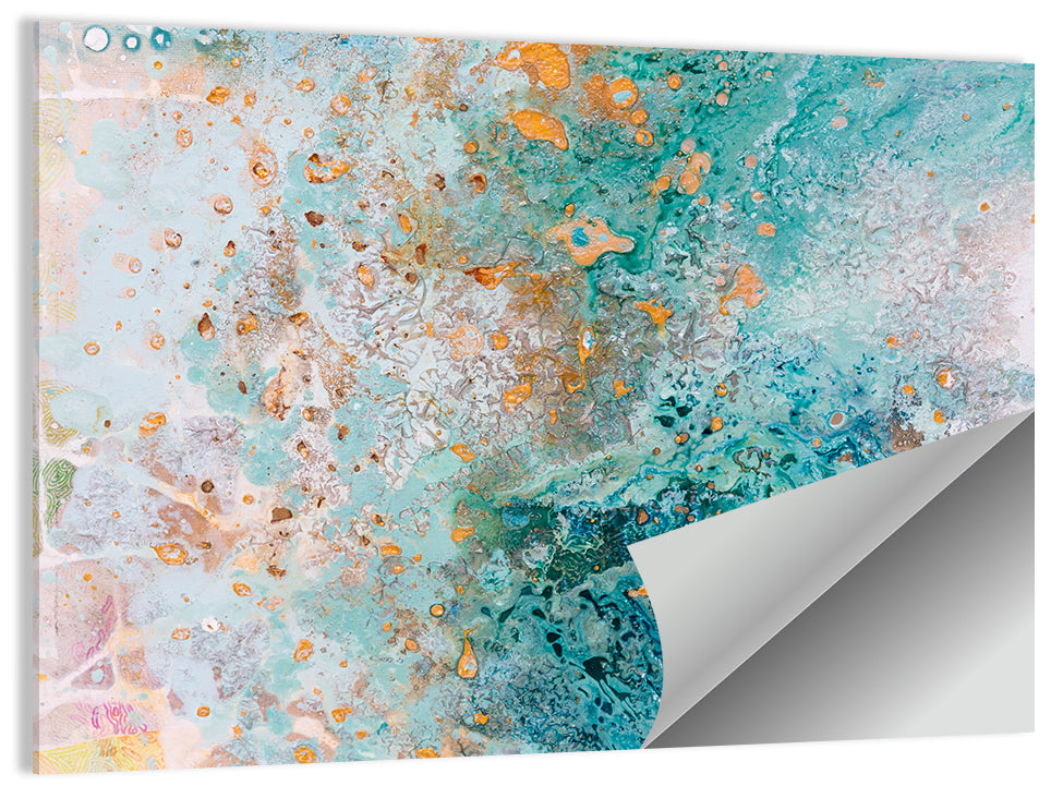 Teal Water Drops Abstract Wall Art