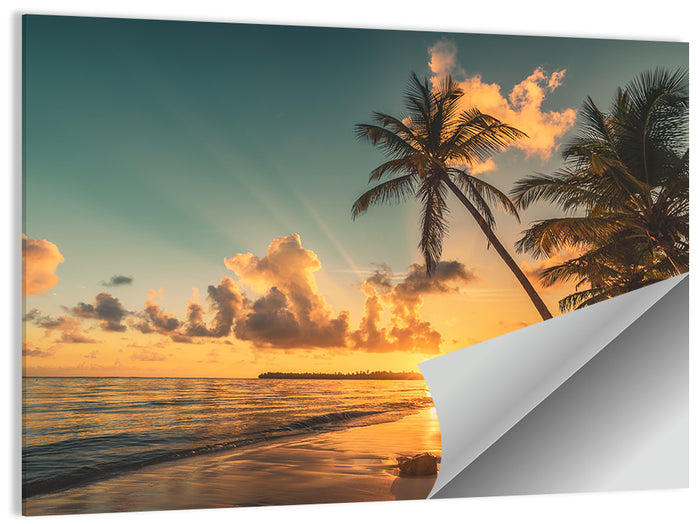 Golden Hour Palm Beach Sunset Wall Art as a poster print