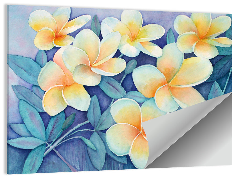 Watercolor Frangipani Cluster Wall Art