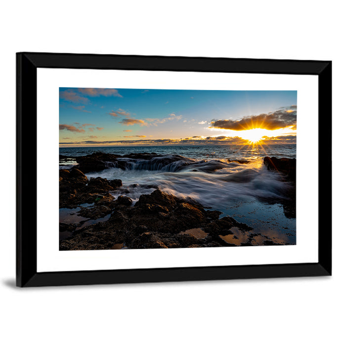 Thor's Well Sunset, Oregon Coast Wall Art as a framed print