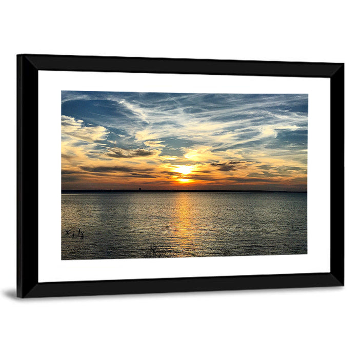 Texoma Lake Sunset Wall Art as a framed print