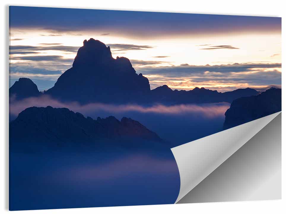Dolomites Sunrise Silhouette Wall Art