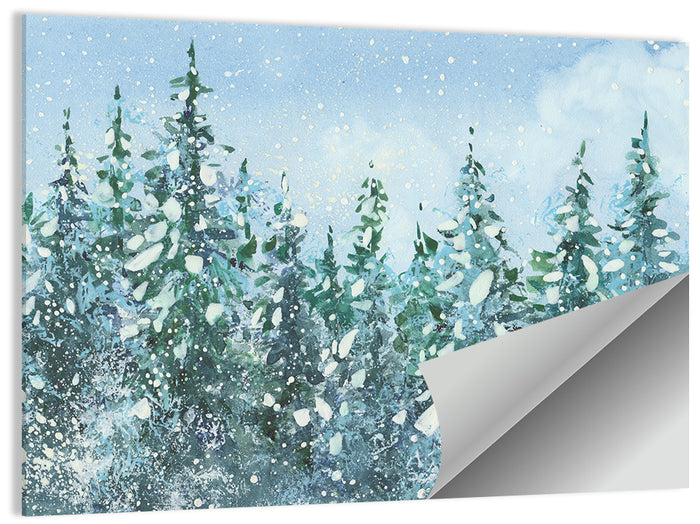 Snowy Spruce Forest Wall Art as a poster print
