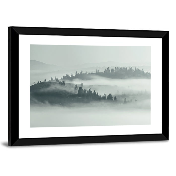 Carpathian Morning Mist Wall Art as a framed print