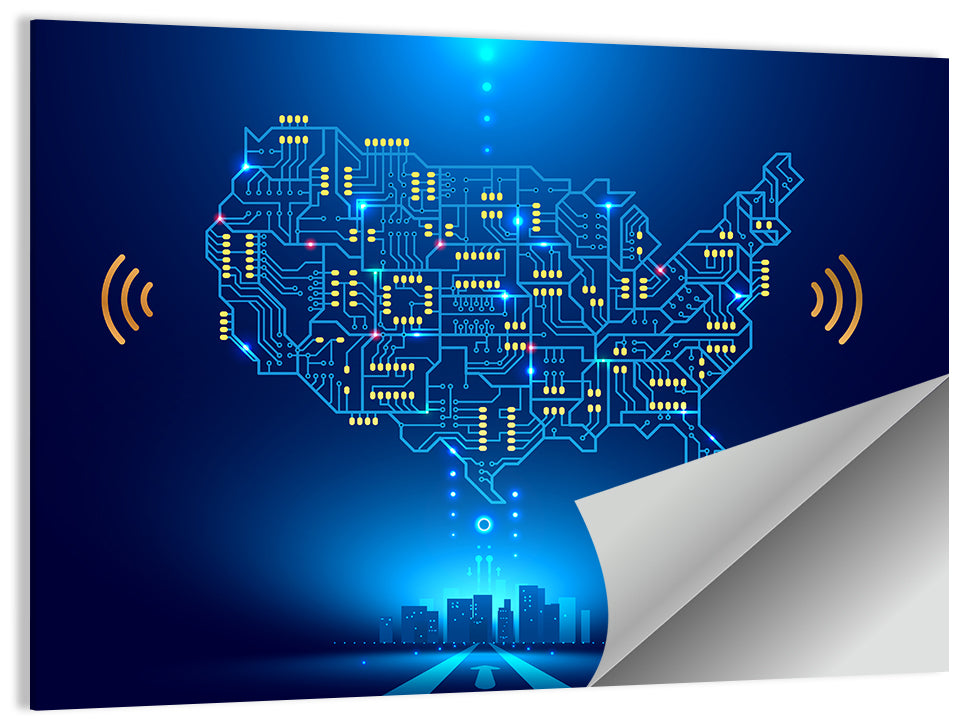 USA Circuit Map Wall Art