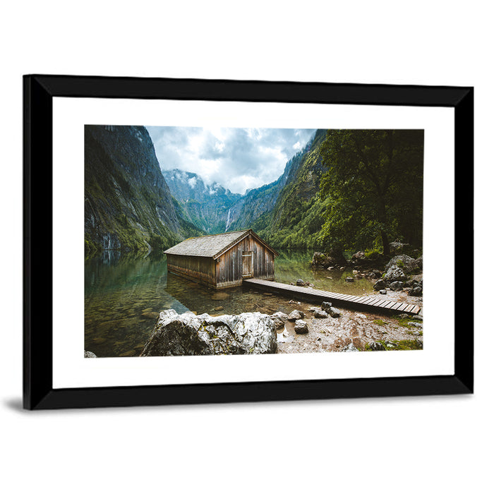 Cabin on Lake Obersee Wall Art as a framed print