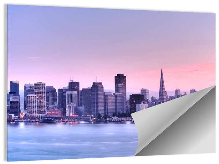 San Francisco Skyline at Lavender Dusk Wall Art as a poster print