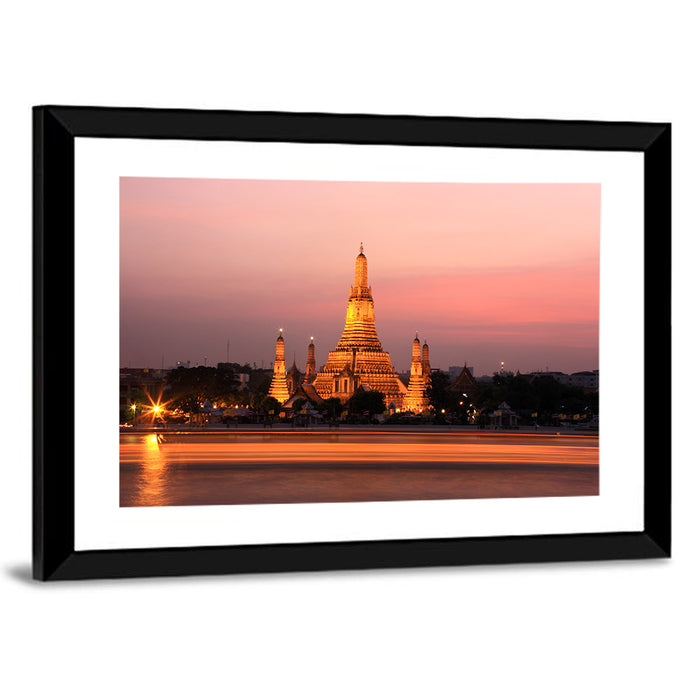 Wat Arun at Dusk Wall Art as a framed print