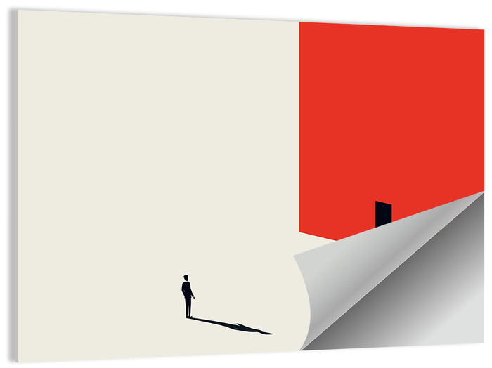 Solitary Figure with Red Door Wall Art as a poster print