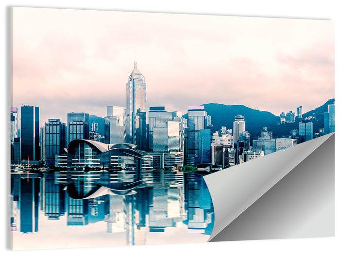 Victoria Harbour Sketch at Dusk Wall Art as a poster print