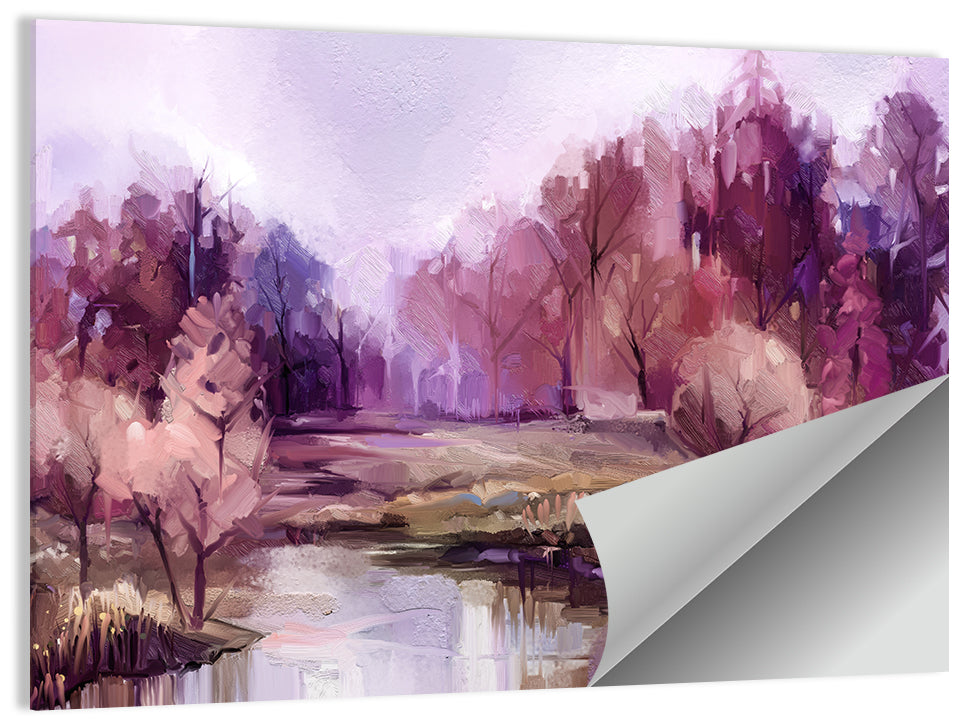 Lavender Autumn Forest Watercolor Wall Art