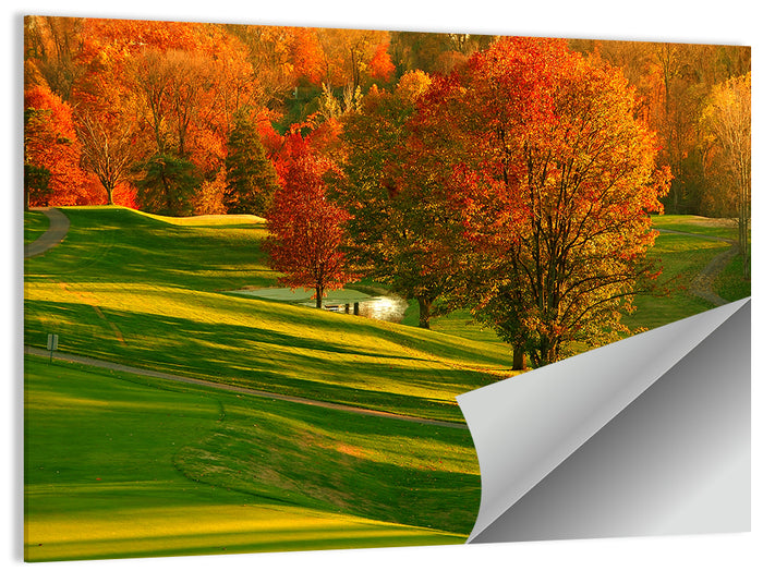 Golden Hour Golf Course Wall Art as a poster print