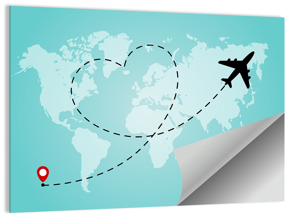 Heart Flight Map Wall Art