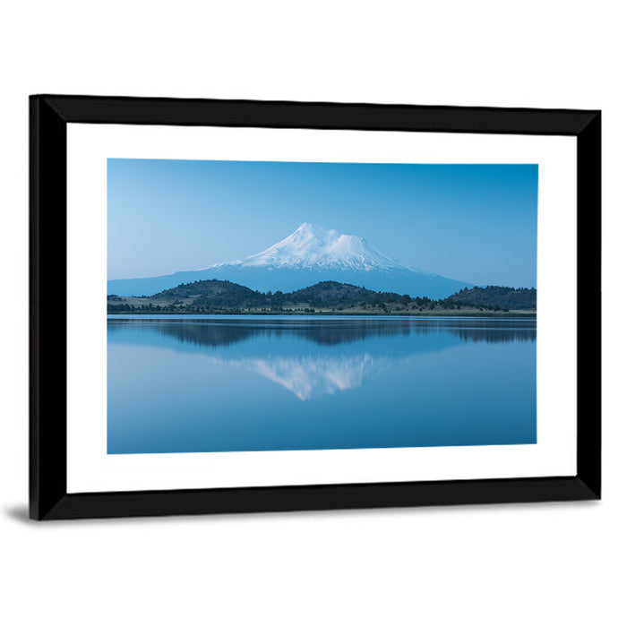 Snowy Mount Shasta Wall Art as a framed print