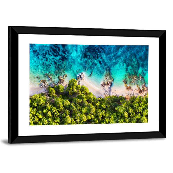 Croatian Turquoise Coastline Wall Art as a framed print