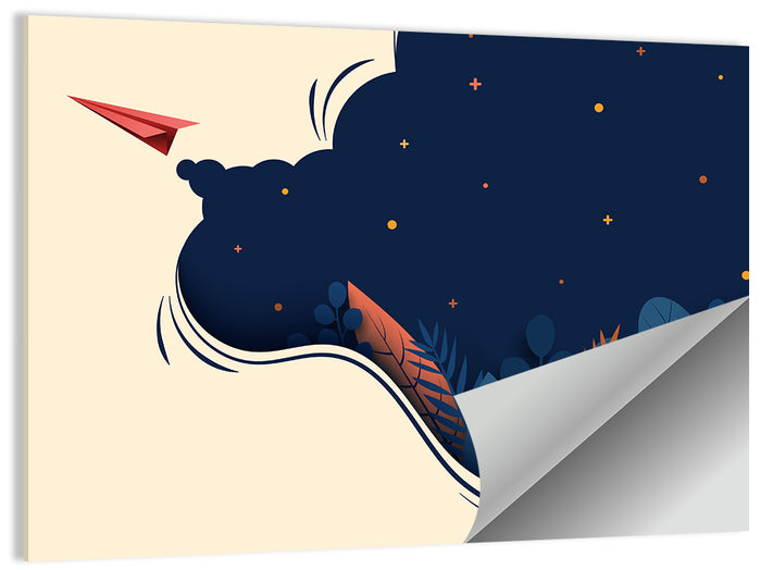 Paper Airplane in Flight Wall Art as a poster print