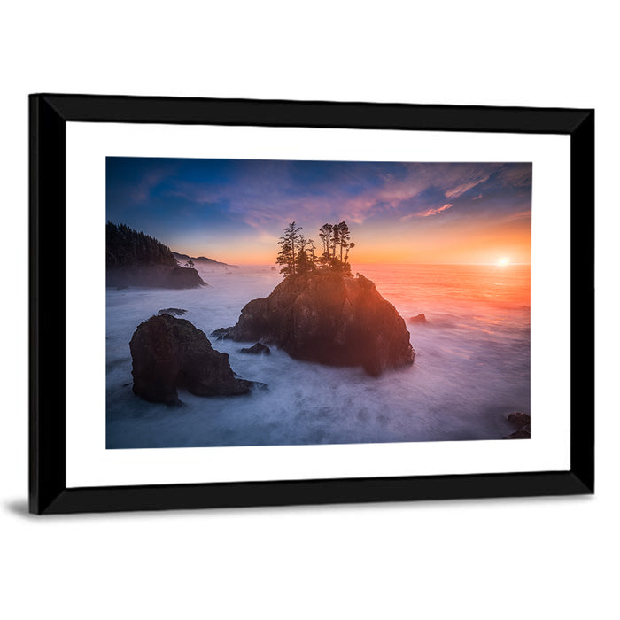 Secret Beach Sunset, Oregon Wall Art as a framed print