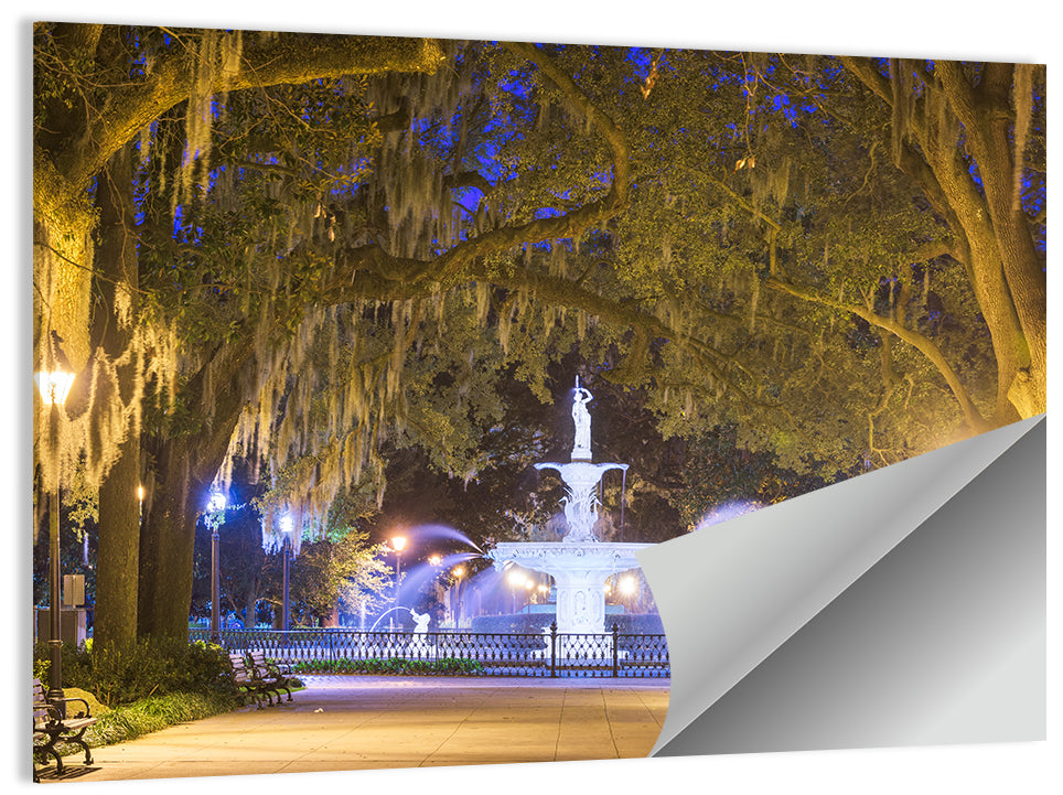 Forsyth Park Fountain at Night Wall Art