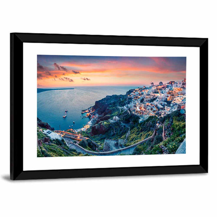 Oia Sunset, Santorini Wall Art as a framed print