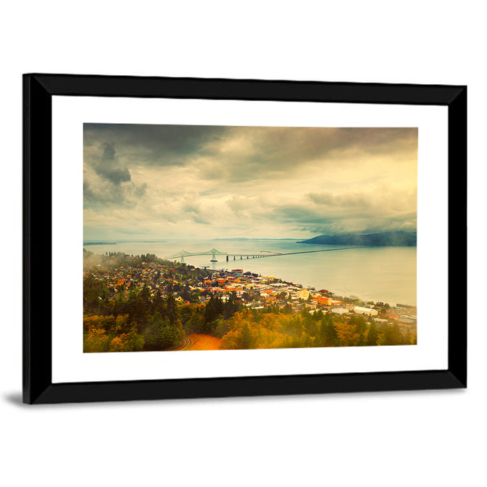 Astoria-megler Bridge Cityscape Wall Art as a framed print