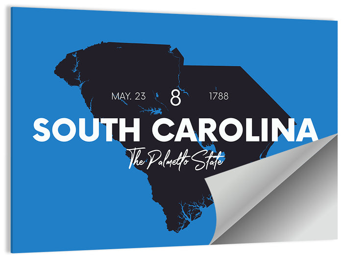 South Carolina State Map Wall Art as a poster print