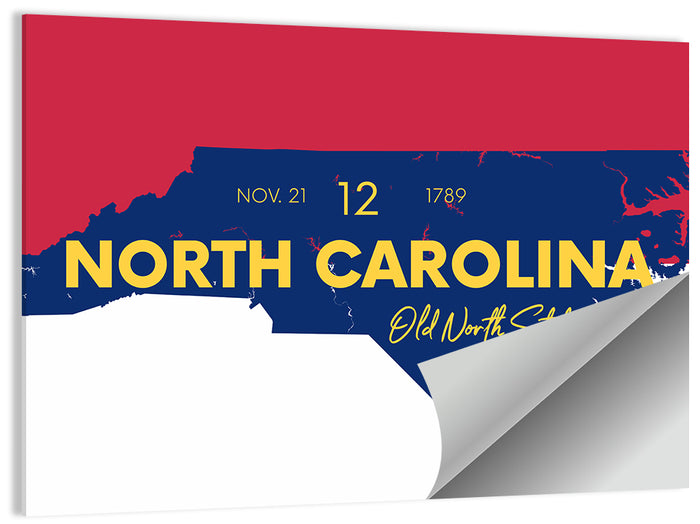 North Carolina Typographic Map Wall Art as a poster print