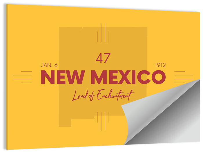 New Mexico Typographic Map 1912 Wall Art as a poster print