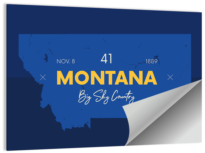 Montana Map Typography Big Sky Country Wall Art as a poster print
