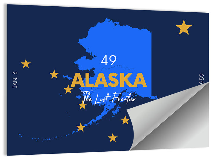 Alaska Map with Gold Stars Wall Art as a poster print