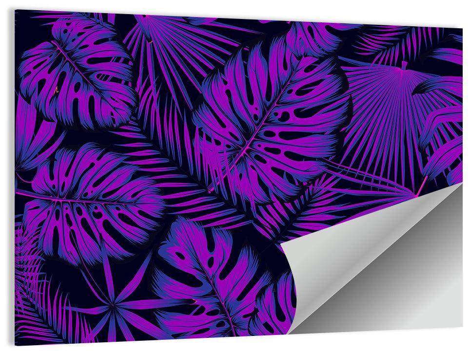 Violet Tropical Leaves Wall Art