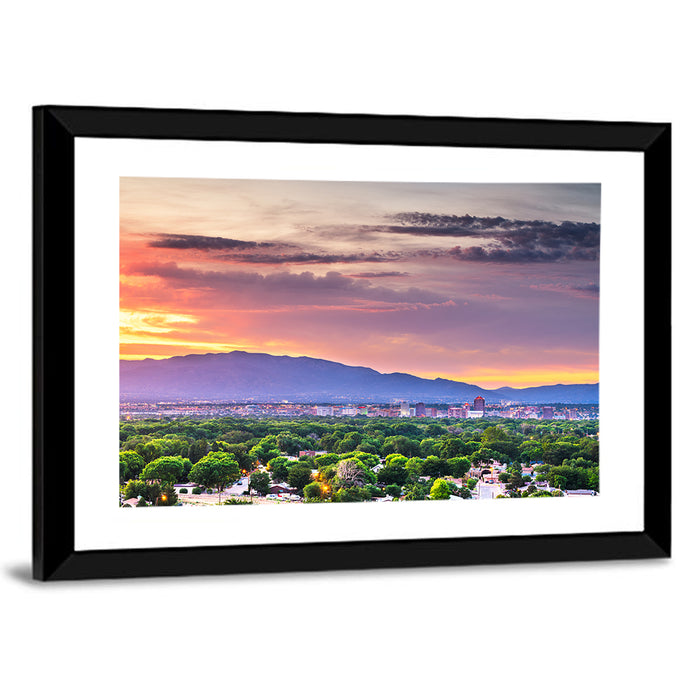 Albuquerque Skyline at Dusk Wall Art as a framed print
