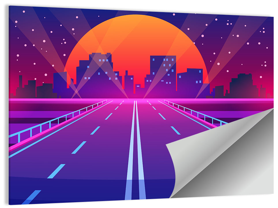 Dusk Highway Cityscape Wall Art