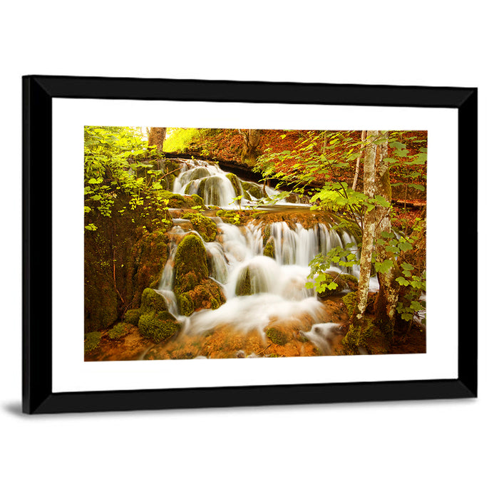 Plitvice Autumn Stream Wall Art as a framed print