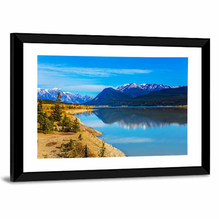Abraham Lake Turquoise Reflection Wall Art as a framed print