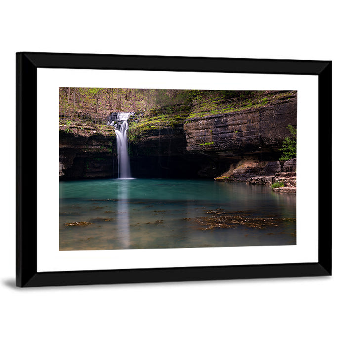 Mossy Cove Waterfall Wall Art as a framed print