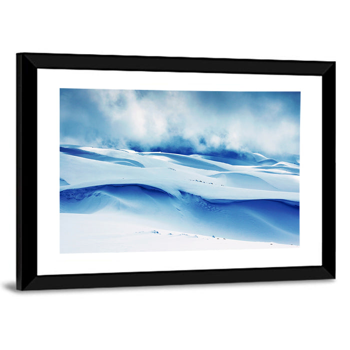 Wind-swept Snow Ridges Wall Art as a framed print