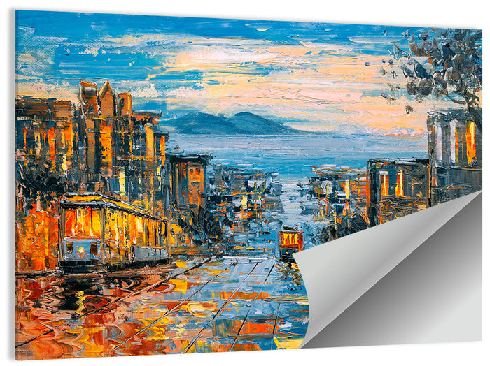 San Francisco Cable Car at Dusk Wall Art as a poster print