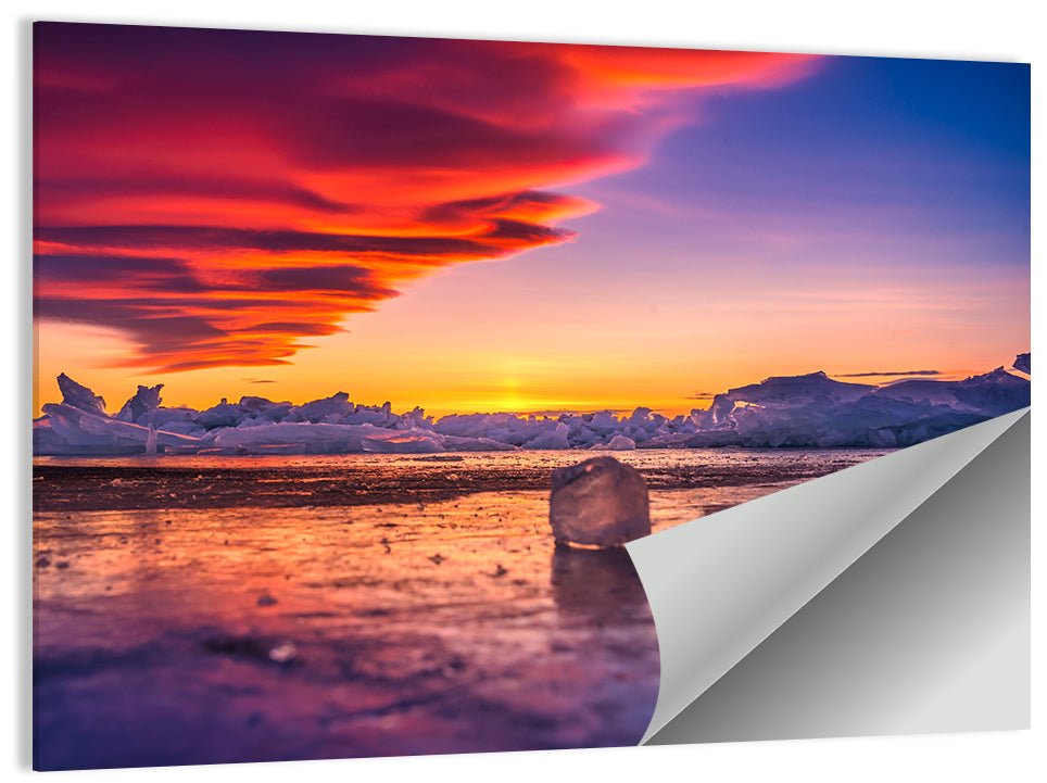 Lake Baikal Ice at Sunset Wall Art