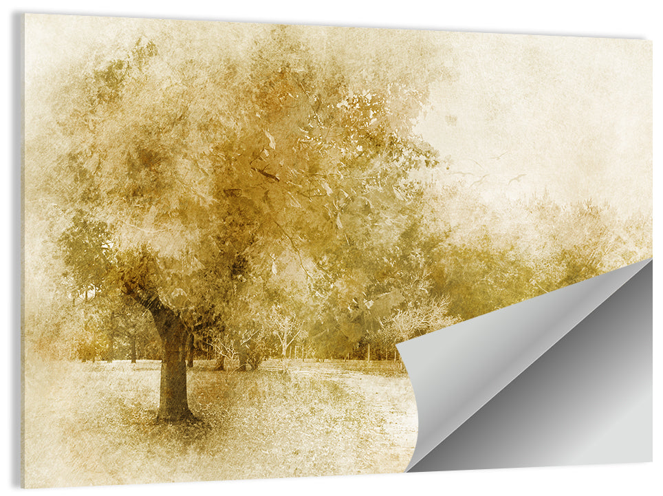 Sepia Orchard Pathway Wall Art