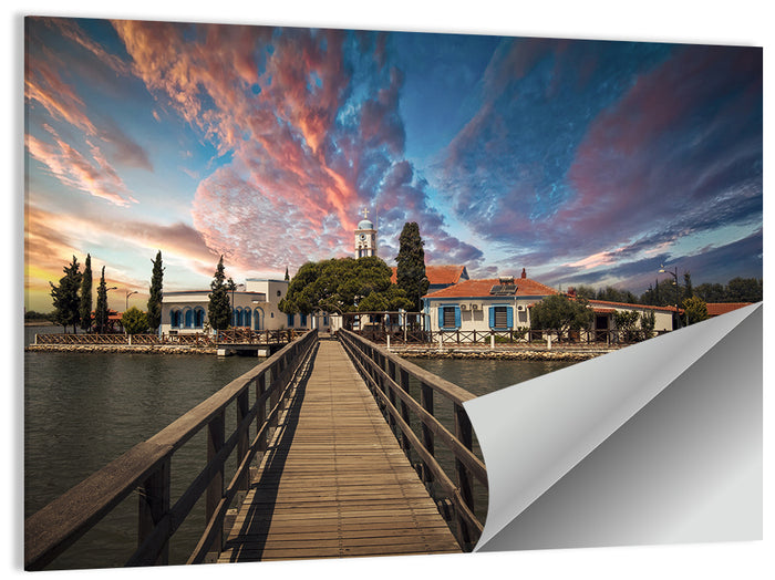 Agios Achilleios Monastery at Sunset Wall Art as a poster print