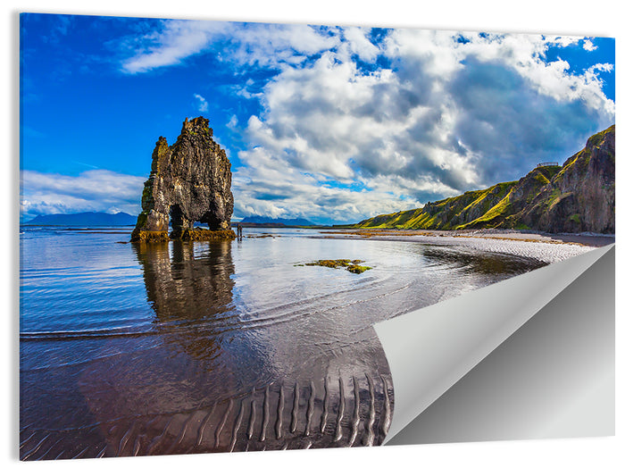 Hvítserkur Sea Stack at Sunset Wall Art as a poster print
