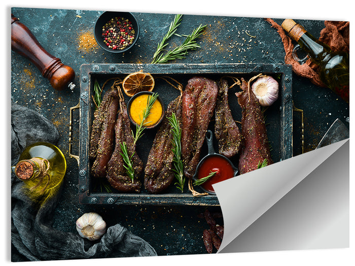 Charcuterie Tray with Dried Chicken Wall Art as a poster print