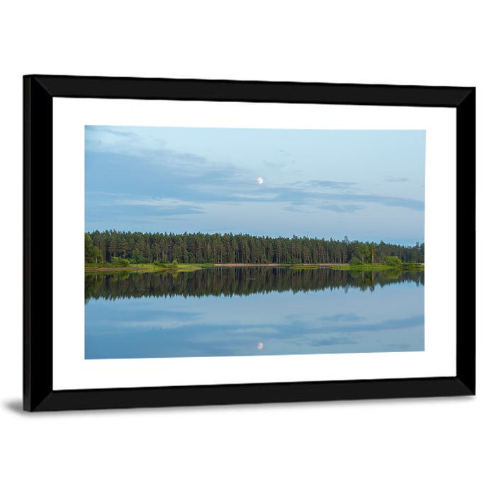 Lake Vanern Moonlight Wall Art as a framed print