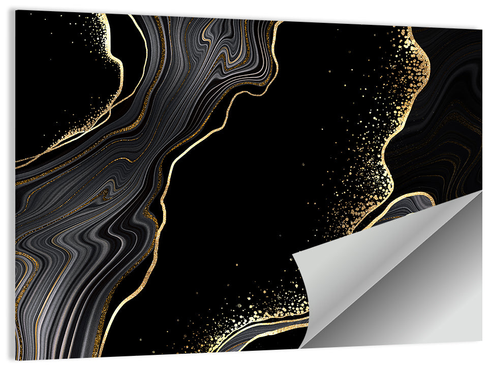 Black Marble with Gold Veins Wall Art