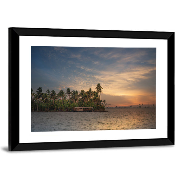 Vembanad Lake Sunset Wall Art as a framed print