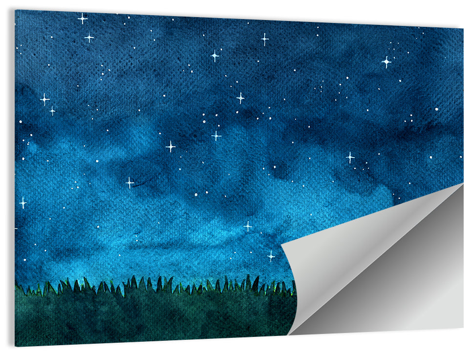Starry Meadow Nightscape Wall Art